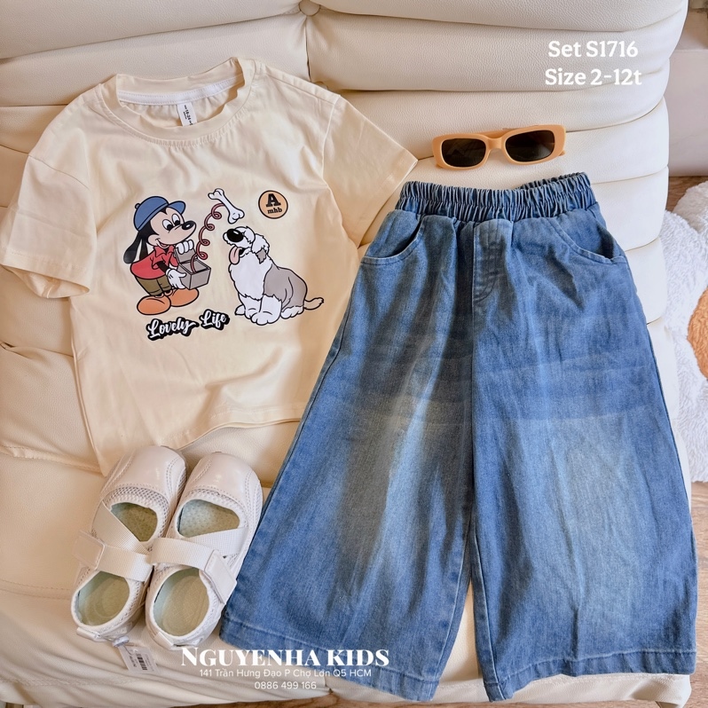 S1716 Set áo mickey dog q jean
