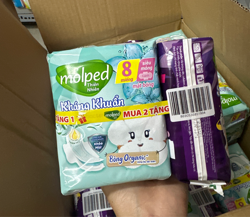 Combo 2 BVS Molped Kháng Khuẩn 8M Cánh + 1BVS Molped SBĐ 29cm 4M Cánh