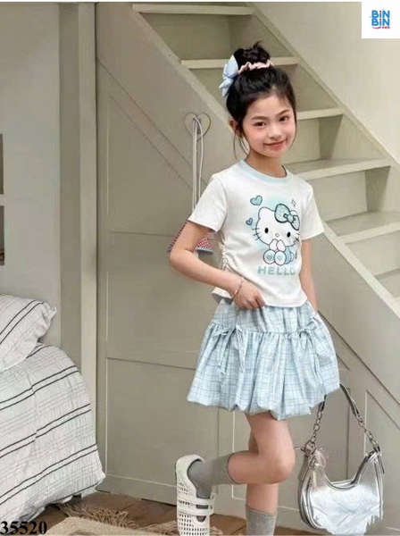 35520-Set váy bí xạnh kitty nơ