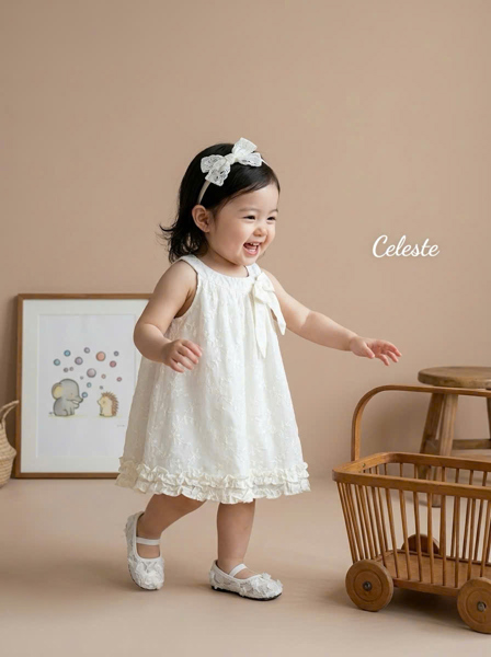 Váy yếm voan thêu Celeste 20042 - Kem