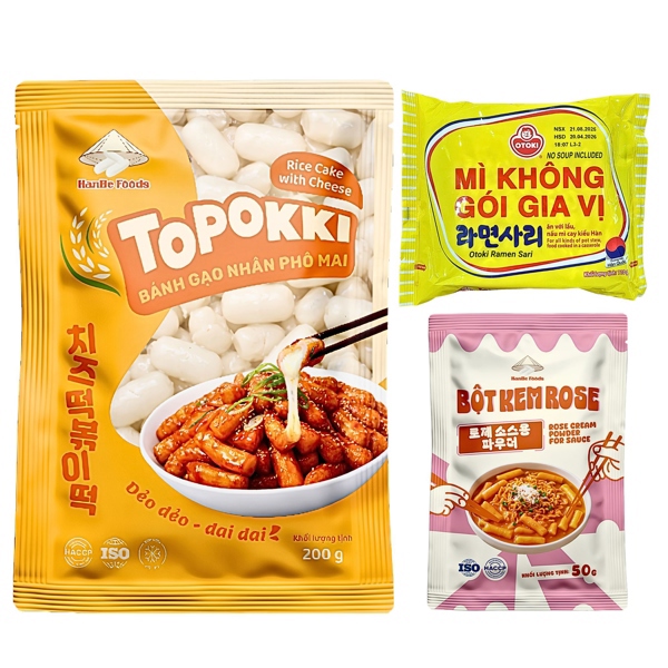 Bánh gạo nhân phô mai 200g [1 Gói], Bột kem Rose 50g [1 Gói], Mì Không Gói Gia Vị 110g ( VN )[1 Gói]