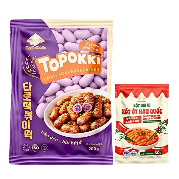 Bánh gạo nhân khoai môn 200g [1 Gói], Bột gia vị xốt ớt Hàn Quốc 50g [1 Gói]
