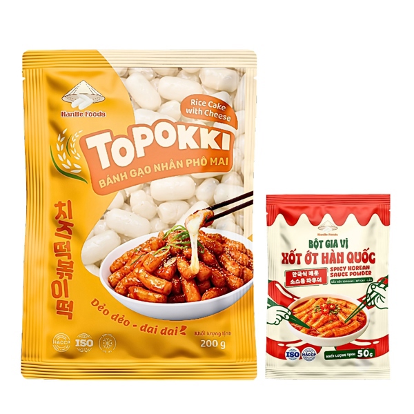 Bánh gạo nhân phô mai 200g [1 Gói], Bột gia vị xốt ớt Hàn Quốc 50g [1 Gói]