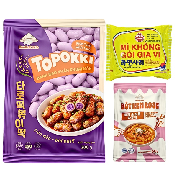 Bánh gạo nhân khoai môn 200g [1 Gói], Bột kem Rose 50g [1 Gói], Mì Không Gói Gia Vị 110g ( VN )[1 Gói]