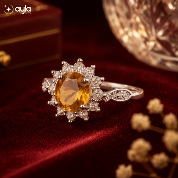 NHẪN CITRINE MẶT TRỜI