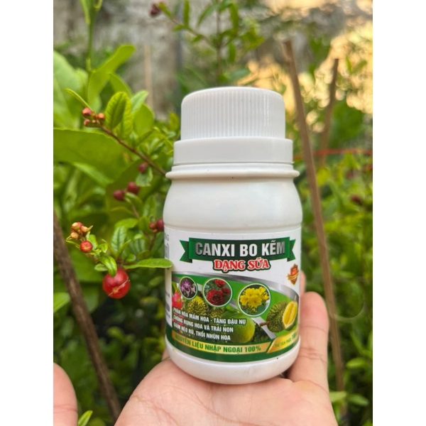 Phân bón Vi lượng Canxi Bo Kẽm dạng sữa (chống rụng nụ - trái non, tăng đậu trái, chống nứt trái) - 100 ml