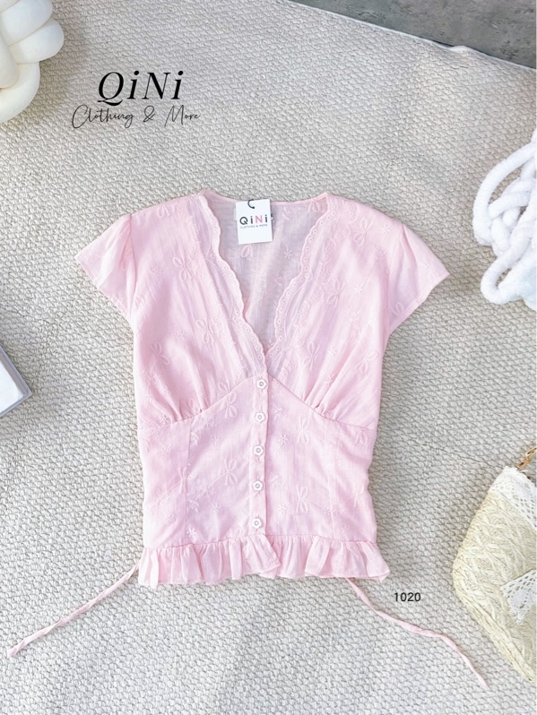 ÁO KIỂU V NÚT HOA