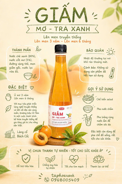 Giấm mơ trà xanh (520ml)
