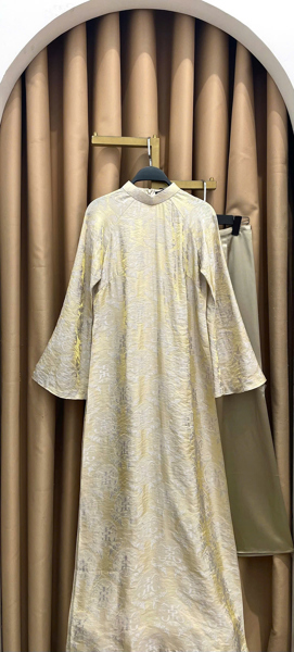 Áo dài suông tencel cổ thấp