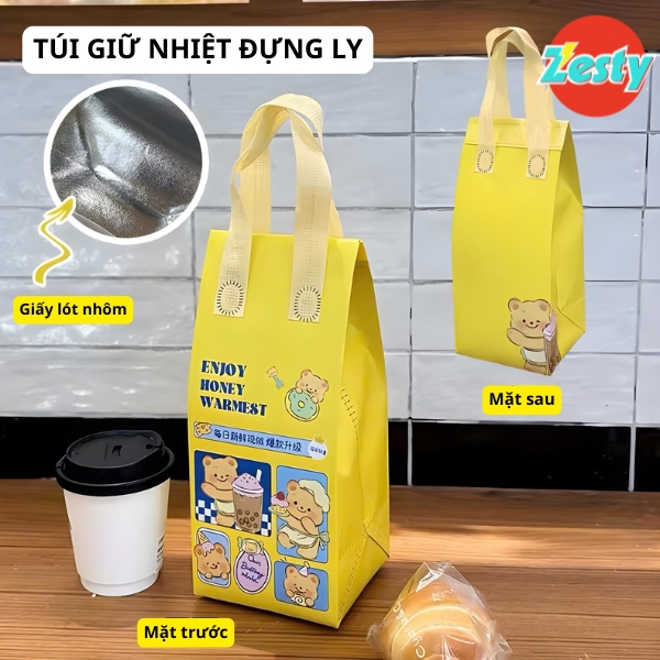 Túi Giấy Giữ Nhiệt Lót Nhôm Đựng Ly Cốc Bình Nước Đồ Ăn Đông Lạnh Cho Bé Di Chuyển Sữa Mẹ Đông Lạnh