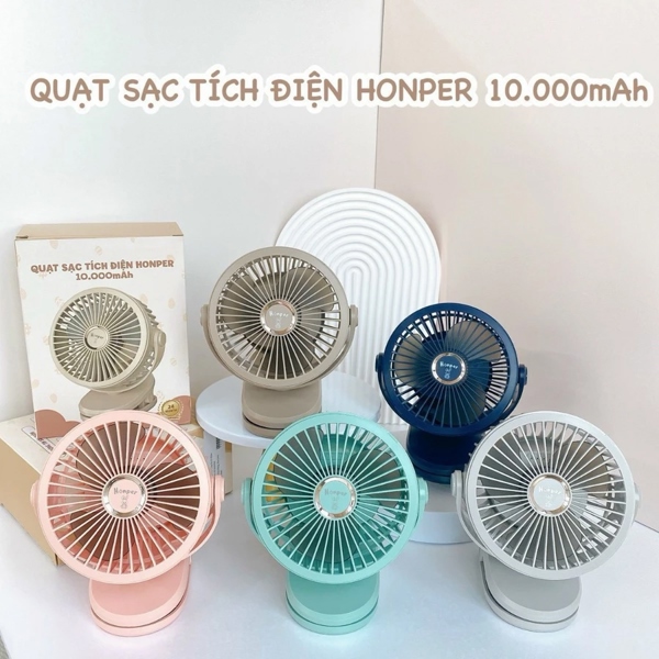 Quạt tích điện Honper 10.000mah BẢO HÀNH 24 THÁNG