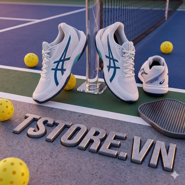 Giày Pickleball / Tennis Asics Game FF - 1041A488 102 - Màu Trắng Xanh