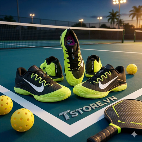 Giày Pickleball / Tennis Nike Vapor 12 HC Premium - IB6554 001 - Màu Xanh Neon Đen