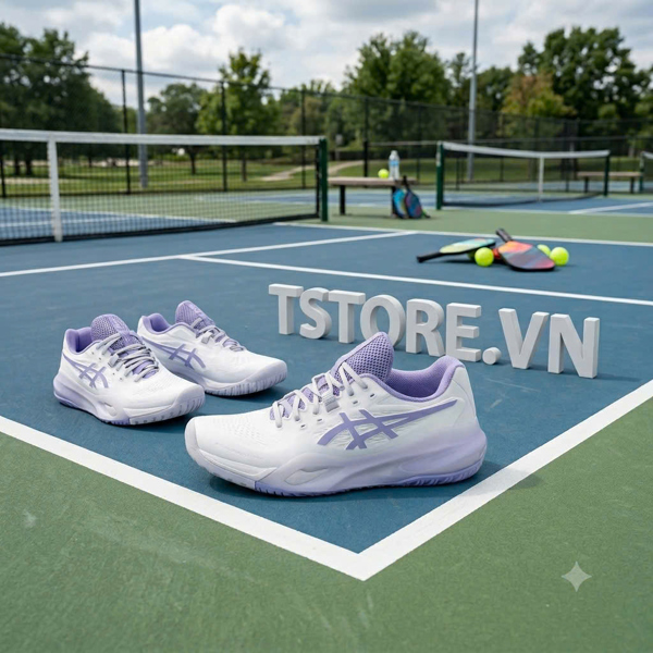 Giày Pickleball / Tennis Asics Gel Resolution X ( Gel X ) - 1042A279 105 - Màu Trắng Xanh