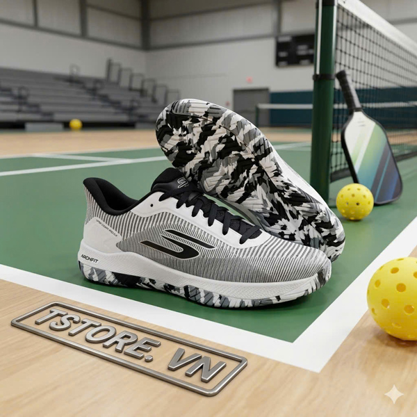 Giày Pickleball / Tennis Skechers Viper Court Pro 2.0 - 246109 WBK - Màu Trắng Ghi Đen