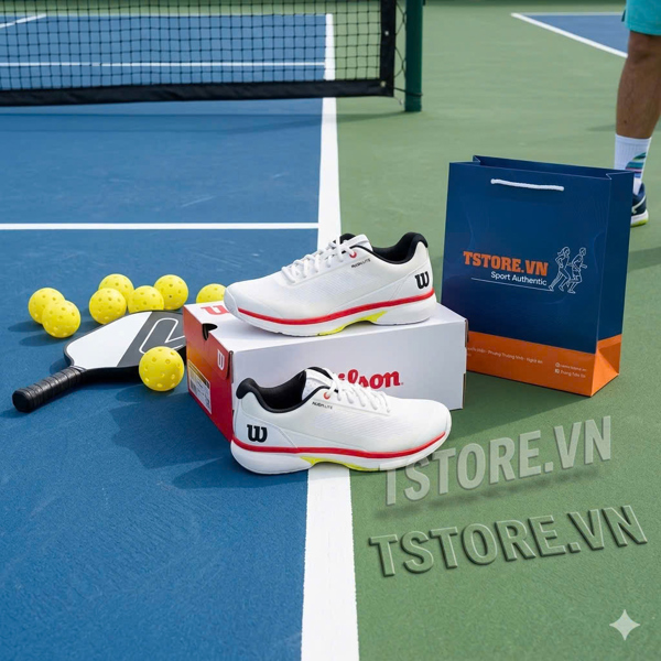 Giày Pickleball / Tennis Wilson Rush Lite 5 - WRS336360 - Màu Trắng Đỏ