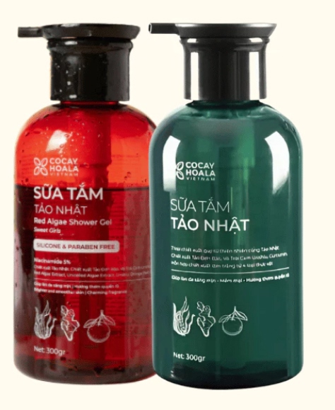 Combo sữa tắm và dưỡng thể Tảo Nhật ( xanh- đỏ)