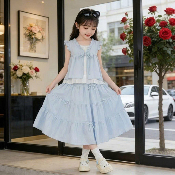 SET ÁO PHỐI 2 LỚP VÁY NHÚN