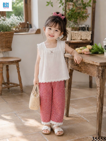 35558- Set QD SN caro nơ đỏ