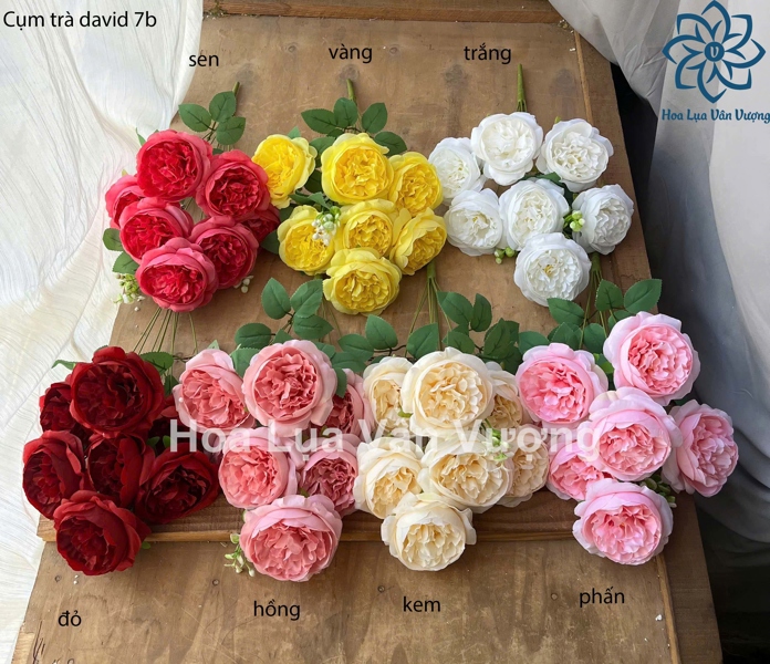 Cụm trà david 7b - Hoa cành ngắn - Hoa Lụa Vân Vượng