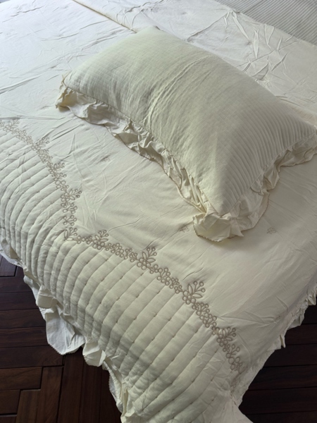 Bộ ga "Diềm mây" | Cotton giặt mềm - Chần full - LY06.1.Q