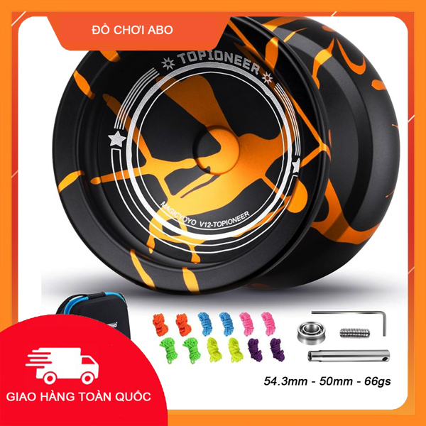 V12-BLACKGOLD YOYO MAGIC 1A KIM LOẠI KHÔNG NHẠY DÂY MÀU ĐEN VỚI VÀNG Black with Gold Splash