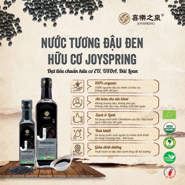 Nước tương đậu đen hữu cơ JoySpring 500ml