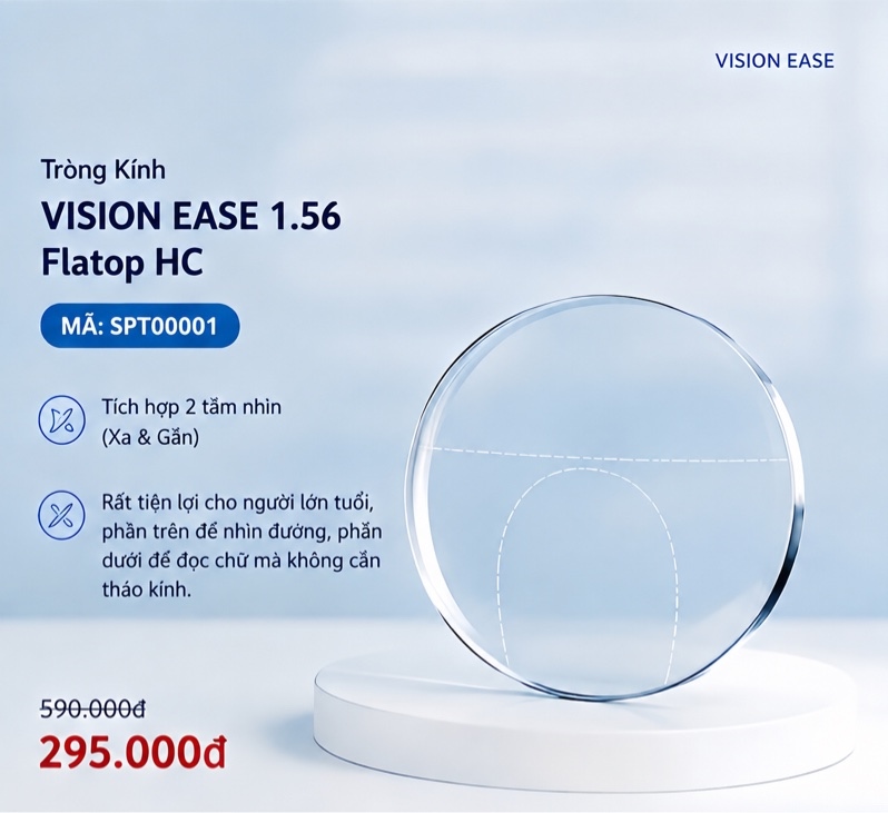 Tròng Kính VISION-EASE 1.56 flatop HC