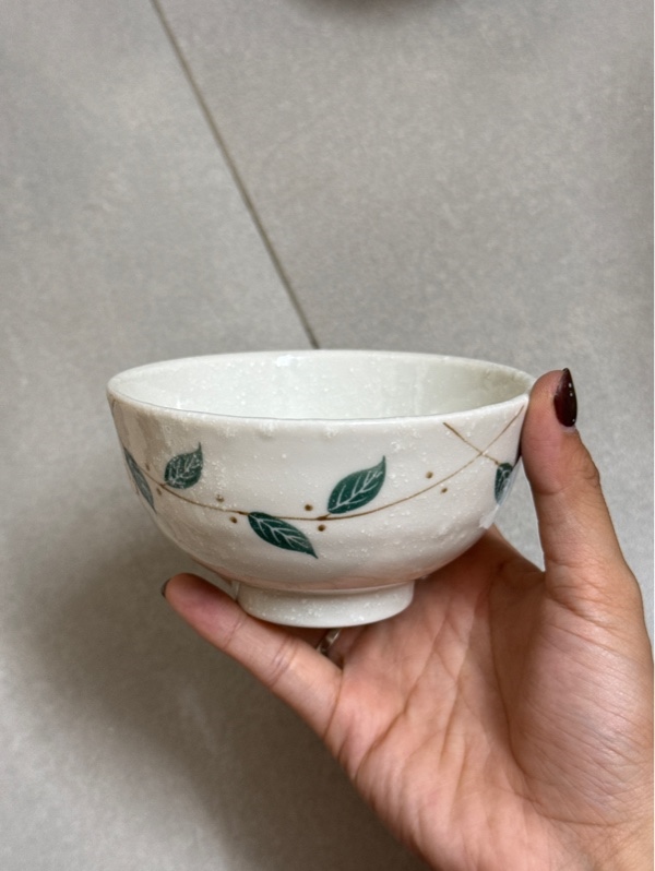 Bát cơm men tuyết hoa tiết lá xanh size 11x6cm