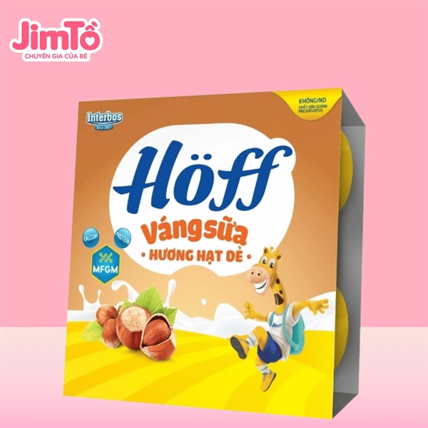 Lốc 4 hộp váng sữa Hoff vị hạt dẻ lốc 55g 6m+