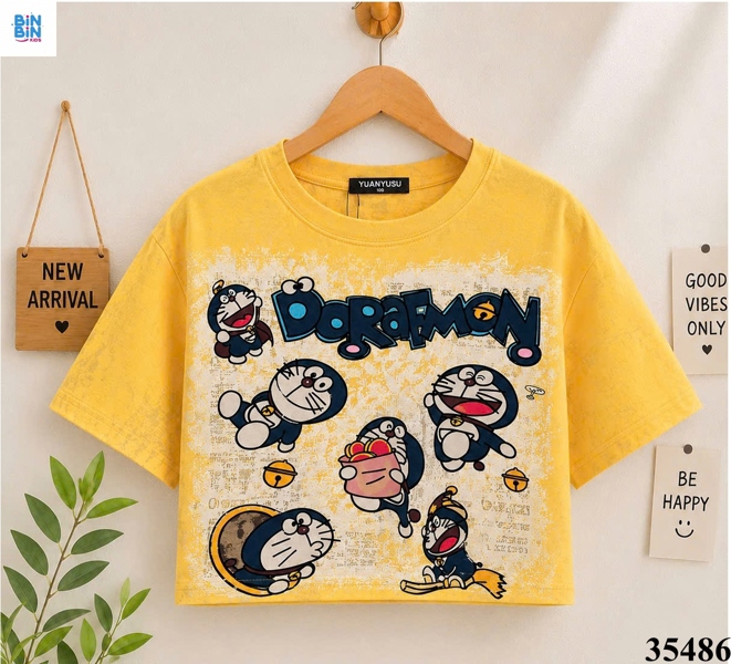 35486-Áo crop Mthin Doraemon vàng