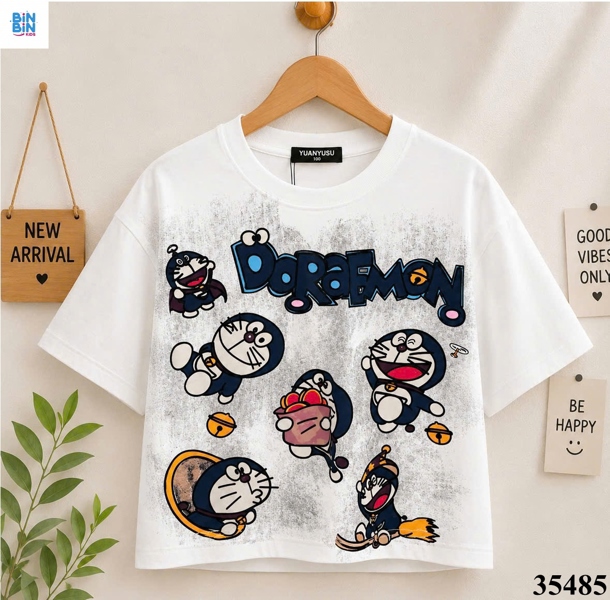 35485-Áo crop Mthin Doraemon trắng