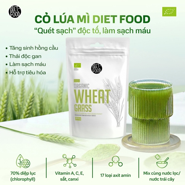 Bột cỏ lúa mì hữu cơ 200g Diet Food