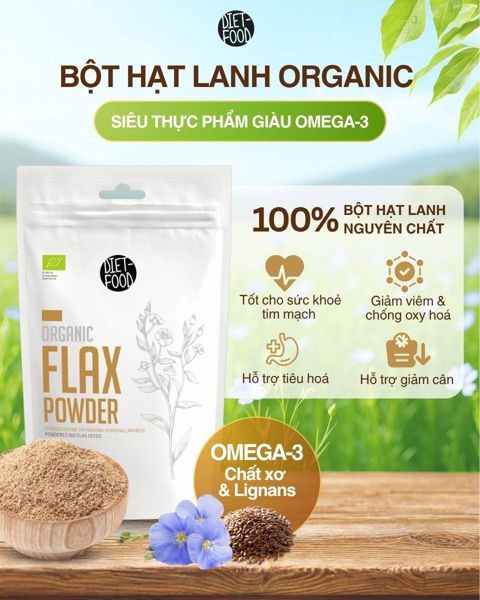 Bột hạt lanh hữu cơ Diet Food 200g