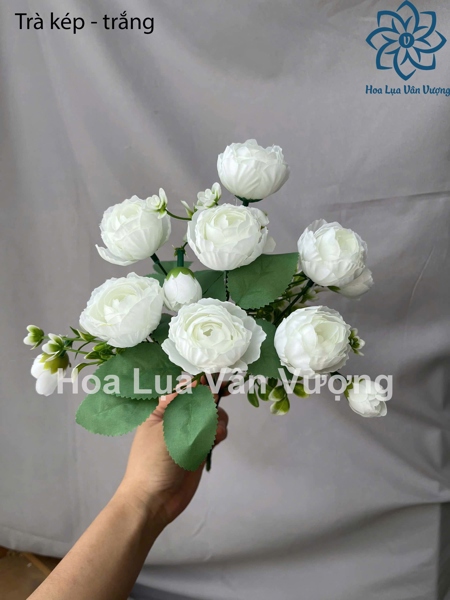 Trà kép - trắng - Hoa cành ngắn - Hoa Lụa Vân Vượng