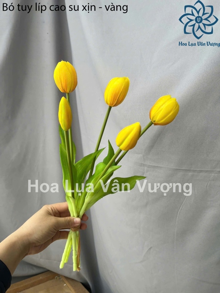 Bó tuy líp cao su xịn - vàng - Hoa cành ngắn - Hoa Lụa Vân Vượng