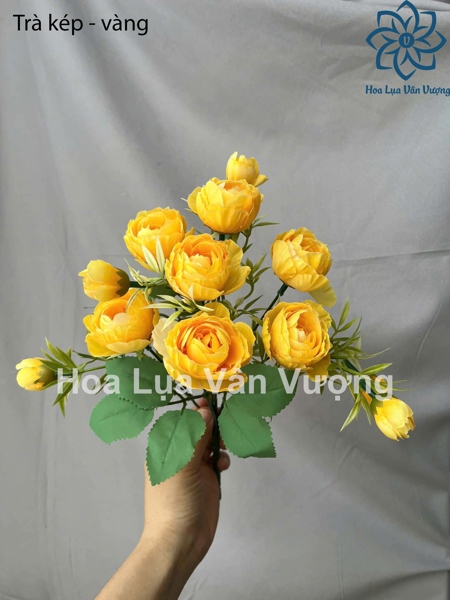Trà kép - vàng - Hoa cành ngắn - Hoa Lụa Vân Vượng