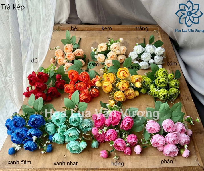 Trà kép - Hoa cành ngắn - Hoa Lụa Vân Vượng