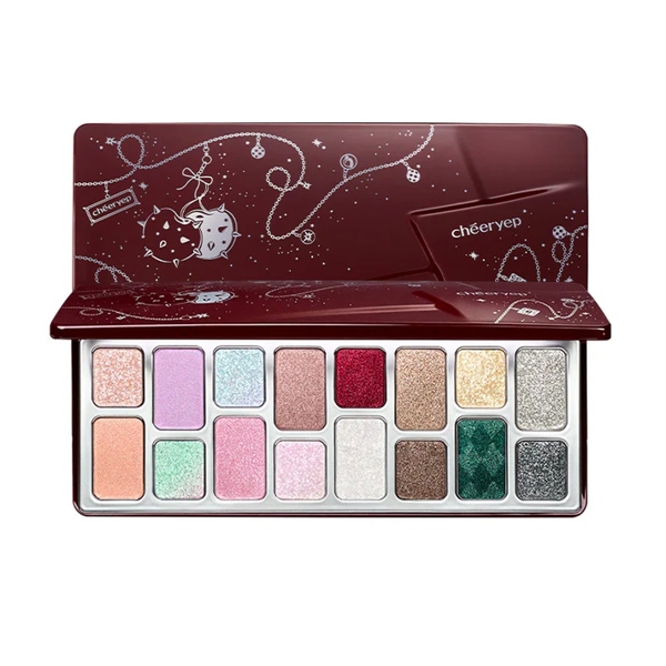 [Hàng Công Ty] Bảng Mắt Qianyan Cheeryep True 16 ô - Wishes Starlight (Đỏ Nhũ Mới )