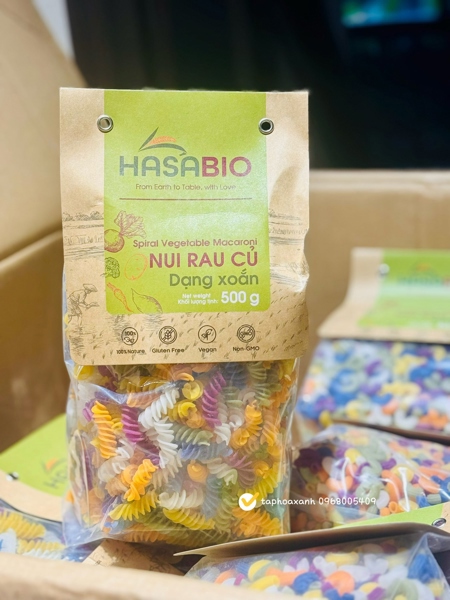Nui rau củ dạng xoắn HASABIO 500G