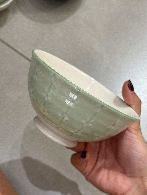 Bát cơm xanh hoa trắng size 12x6cm