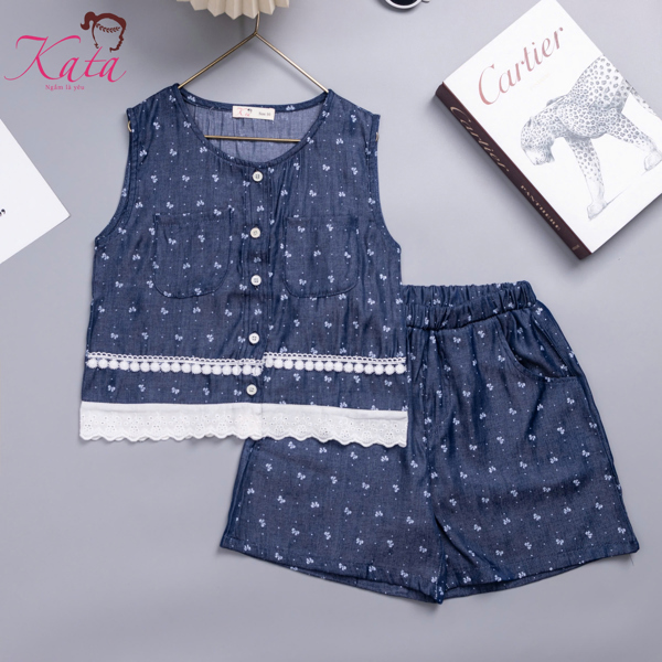 BG SHORT JEAN PHỐI REN CÓ TÚI NGỰC 10-20