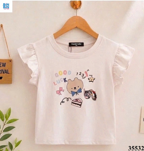 35532-Áo SN gấu good luck hồng