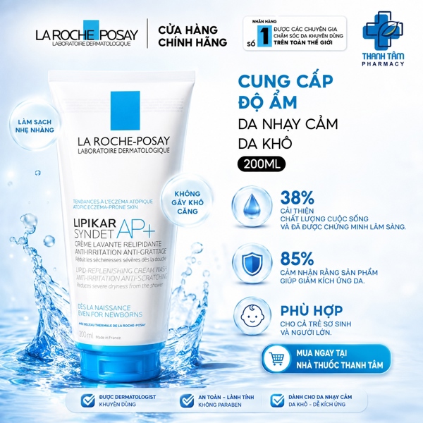 SRM Da Nhạy Cảm LIPIKAR SYNDET AP+ 100ml