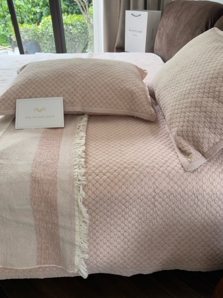 Bộ ga chần 3 món "Vân sợi" | Linen Cotton - Chần quả trám - LX21.02
