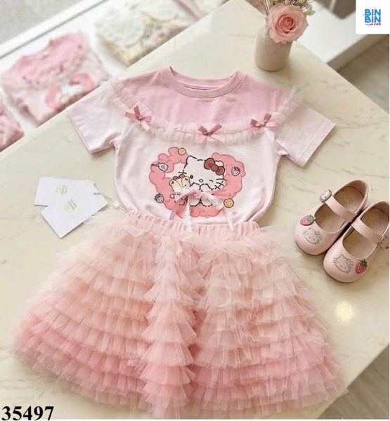 35497-Set váy Tutu kitty loang hồng