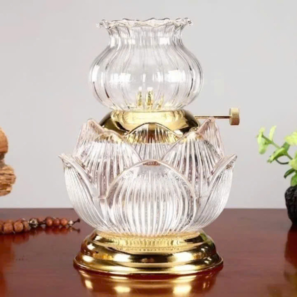 Đèn dầu lưu ly hoa sen
