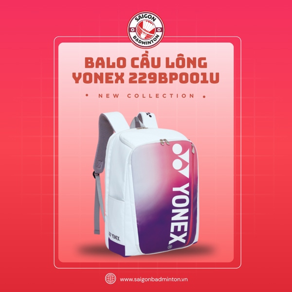 Balo cầu lông Yonex 229BP001U Trắng QC