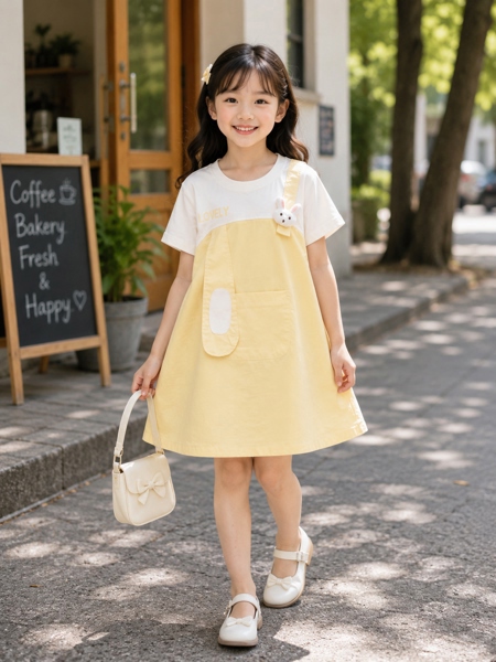 Đầm Bé Gái Giả Yếm Áo Thun Thỏ Bunny Lovely