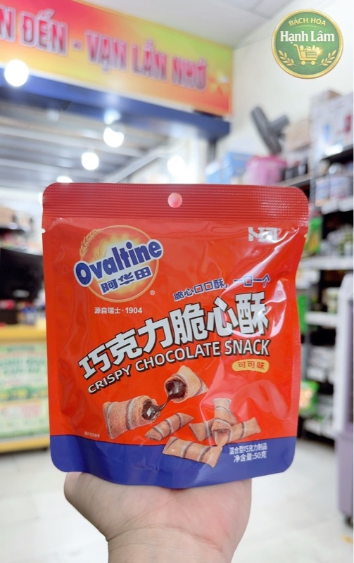 Bánh ống nhân socola Ovaltine 50g